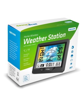 GREENBLUE GB540N STACJA POGODY BEZPRZEWODOWA KOLOROWA, Z SYSTEMEM DCF, FAZY KSIĘŻYCA, BAROMETR, KALENDARZ
