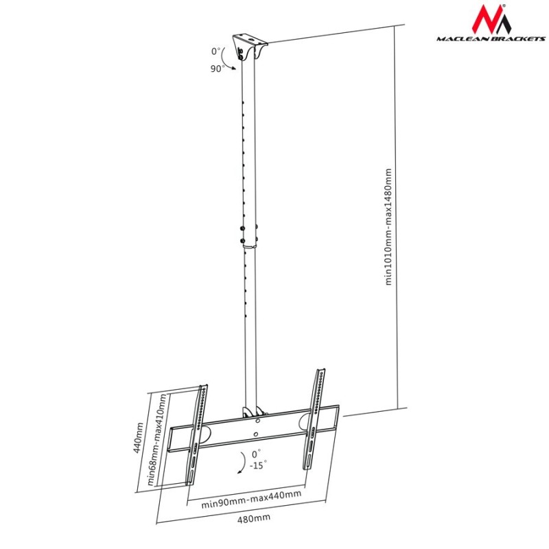 Uchwyt ścienny do telewizora Maclean MC-631 (sufitowy, Uchylny 32" - 55" max. 50kg)