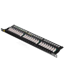 Patch panel 19'' Netrack 24-porty kat. 5e UTP, 0,5U/1U z półką