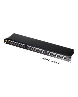 Patch panel 19'' Netrack 24-porty kat. 5e FTP, z półką