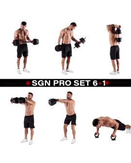 ZESTAW CIĘŻARÓW 6W1 HMS SGN140 (SZTANGA, SZTANGIELKI I KETTLEBELL) 40KG