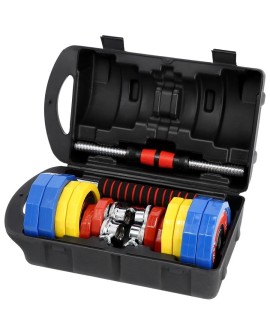 Kolorowe sztangielki z funkcją sztangi w walizce HMS SKC20 2 x 10 kg