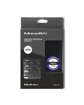 Qoltec 51761 Zasilacz specjalizowany do Lenovo | 65W | 4 wtyczki +kabel zasilający