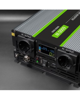 QOLTEC PRZETWORNICA NAPIĘCIA MONOLITH | 3000W | 6000W | 24V NA 230V | CZYSTY SINUS | LCD