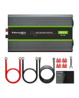 QOLTEC PRZETWORNICA NAPIĘCIA MONOLITH | 3000W | 6000W | 24V NA 230V | CZYSTY SINUS | LCD
