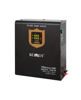 Zasilacz awaryjny naścienny KEMOT PROsinus-1000 przetwornica z czystym przebiegiem sinusoidalnym i funkcją ładowania 12V 230V