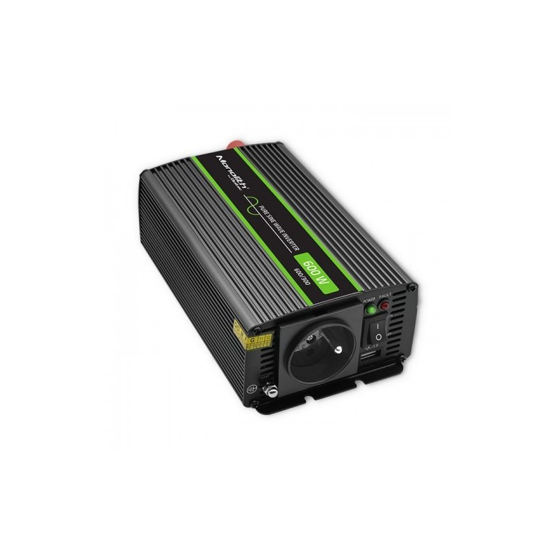 QOLTEC PRZETWORNICA NAPIĘCIA MONOLITH | 300W | 600W | 12V NA 230V | CZYSTY SINUS