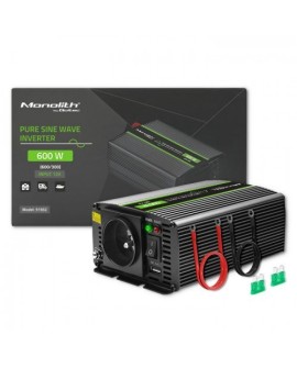 QOLTEC PRZETWORNICA NAPIĘCIA MONOLITH | 300W | 600W | 12V NA 230V | CZYSTY SINUS