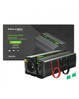 QOLTEC PRZETWORNICA NAPIĘCIA MONOLITH | 600W | 1200W | 12V NA 230V | CZYSTY SINUS