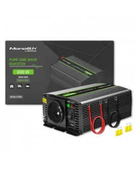 QOLTEC PRZETWORNICA NAPIĘCIA MONOLITH | 300W | 600W | 24V NA 230V | CZYSTY SINUS