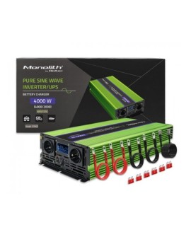 QOLTEC PRZETWORNICA NAPIĘCIA MONOLITH | ŁADOWANIE BATERII | UPS | 2000W | 4000W | 12V NA 230V | CZYSTY SINUS | LCD