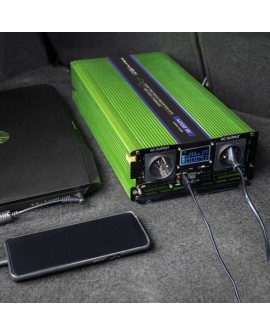 QOLTEC PRZETWORNICA NAPIĘCIA MONOLITH | ŁADOWANIE BATERII | UPS | 2000W | 4000W | 12V NA 230V | CZYSTY SINUS | LCD