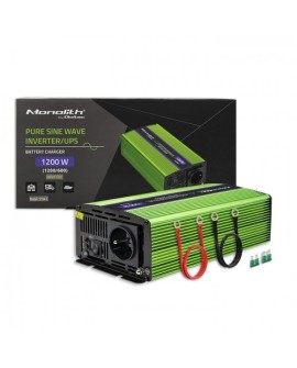 QOLTEC PRZETWORNICA NAPIĘCIA MONOLITH | ŁADOWANIE BATERII | UPS | 600W | 1200W | 12V NA 230V | CZYSTY SINUS