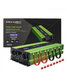 QOLTEC PRZETWORNICA NAPIĘCIA MONOLITH | ŁADOWANIE BATERII | UPS | 2500W | 5000W | 12V NA 230V | CZYSTY SINUS | LCD