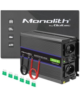 Qoltec Przetwornica napięcia Monolith 3000 MS Wave | 12V na 230V | 1500/3000W | USB