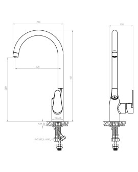 System filtrujący wodę kranową Dafi Flow Comfort D-1 z baterią trójdrożną COMO (czarna)