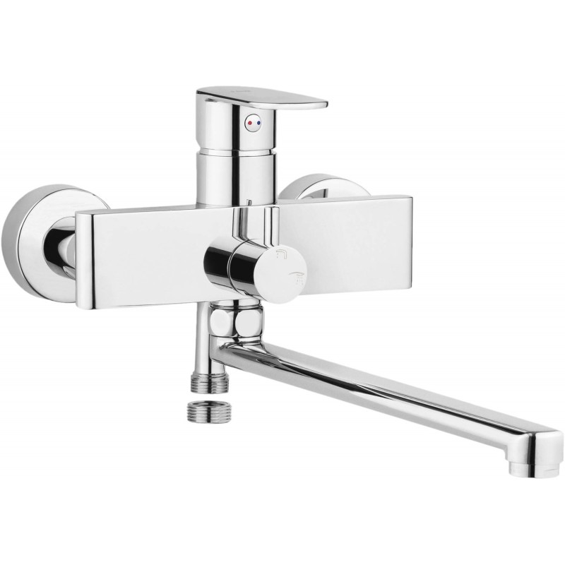 Bateria umywalkowo-wannowa ścienna z wydłużoną wylewką - podłączenie na wąż BGA_056M 5908212062876
