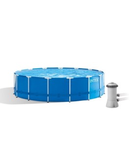 Basen ogrod.stelaż.457x122/pompa 12V 28242GN