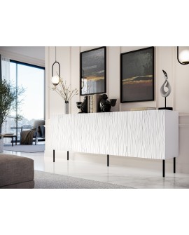 Komoda JUNGLE 190x40,5x74,5 biały mat + czarne nóżki