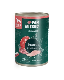 Pan Mięsko z Ziołami Pasztet z królikiem (dorosły) - karma mokra dla psów - 400g