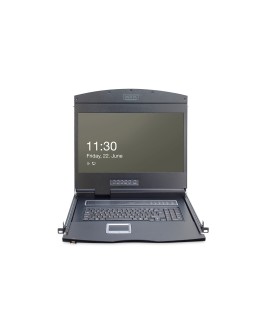 Digitus Konsola modułowa z monitorem TFT o przekątnej 19” (48,3 cm), 16-portowym przełącznikiem KVM & touchpadem, klawiatura