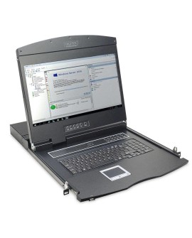Digitus Konsola modułowa z monitorem TFT o przekątnej 19” (48,3 cm), 16-portowym przełącznikiem KVM & touchpadem, klawiatura