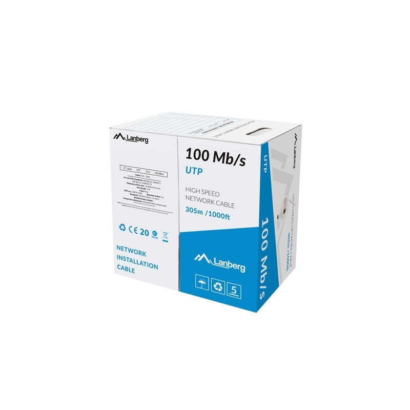 LANBERG KABEL LAN UTP 100MB/S 305M DRUT CCA SZARY