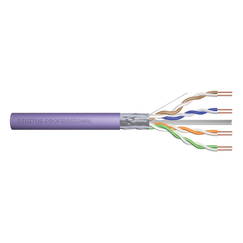 Kabel instalacyjny DIGITUS kat.6, F/UTP, B2ca, AWG 23/1, LSOH, 100m, fioletowy