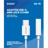 SAVIO ADAPTER USB-C - MINI JACK 3,5 MM (F) AK-51