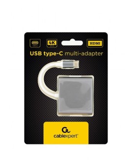GEMBIRD GEMBIRD MULTI ADAPTER USB TYP-C (M) - USB TYP-C USB 3.0 HDMI SZARY