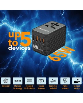 GAN III UNI.TR.CHARG UTA-05 65W/2XUSB-C QC 4+ /2 XUSB-A