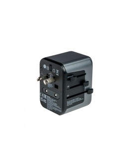 Adaptery wtyczek zasilających Verbatim UTA-03 globalny 1xUSB-C PD 30W QC 18W, 1xUSB-C 15W, 2xUSB-A 12W