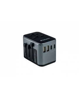 Adaptery wtyczek zasilających Verbatim UTA-03 globalny 1xUSB-C PD 30W QC 18W, 1xUSB-C 15W, 2xUSB-A 12W