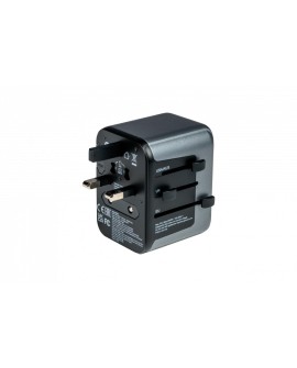 Adaptery wtyczek zasilających Verbatim UTA-03 globalny 1xUSB-C PD 30W QC 18W, 1xUSB-C 15W, 2xUSB-A 12W
