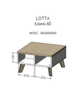 Ława LOTTA 60 wotan + czarny mat