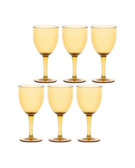 ROSE&TULIPANI FIABA Zestaw 6 akrylowych kieliszków do wina 400 ml, bursztynowy