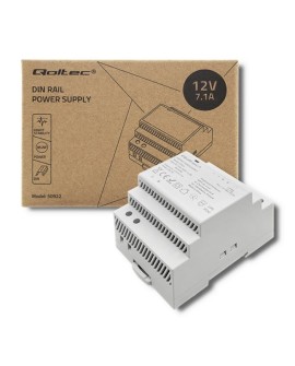 Qoltec Zasilacz na szynę DIN | 85.2W | 12V | 7.1A | Szary
