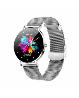 Smartwatch zegarek damski męski Manta Alexa srebrny + czarny pasek