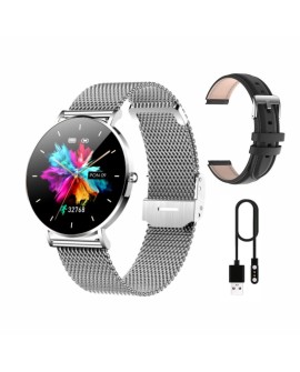 Smartwatch zegarek damski męski Manta Alexa srebrny + czarny pasek