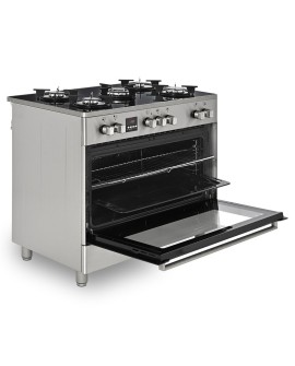 Kuchnia gazowo-elektryczna Ravanson KWGE-K90 Glass Inox