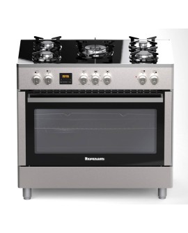 Kuchnia gazowo-elektryczna Ravanson KWGE-K90 Glass Inox