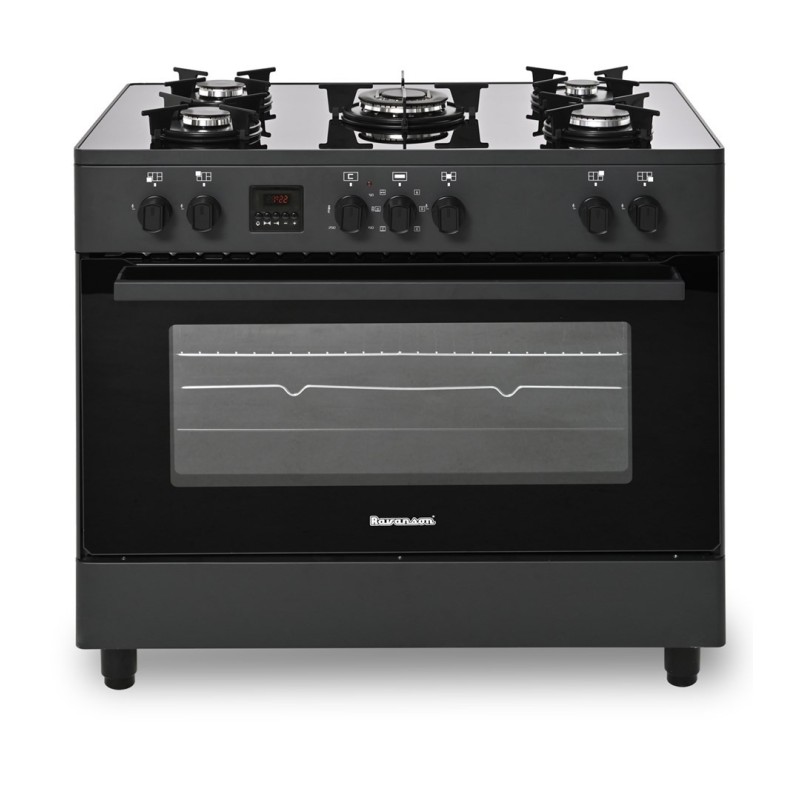 Kuchnia gazowo-elektryczna Ravanson KWGE-K90 GLASS black