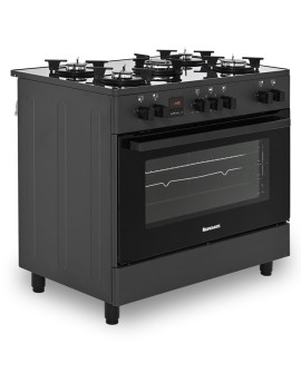 Kuchnia gazowo-elektryczna Ravanson KWGE-K90 GLASS black