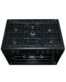 Kuchnia gazowo-elektryczna Ravanson KWGE-K90 CHEF MODERN BLACK (Płyta gazowa Piekarnik elektryczny 900mm)