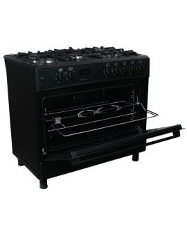Kuchnia gazowo-elektryczna Ravanson KWGE-K90 CHEF MODERN BLACK (Płyta gazowa Piekarnik elektryczny 900mm)
