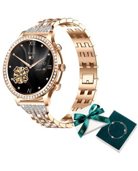 Smartwatch damski Manta Diamond Lusso złoty + bransoletka YES