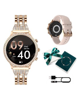 Smartwatch damski Manta Diamond Lusso złoty + bransoletka YES