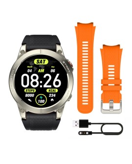 Smartwatch sportowy Manta Activ X GPS srebrny + pomarańczowy pasek