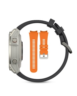 Smartwatch sportowy Manta Activ X GPS srebrny + pomarańczowy pasek