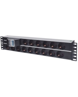 Intellinet 714051 rozdzielacz zasilania PDU 15 x gniazdo sieciowe 2U Aluminium, Czarny